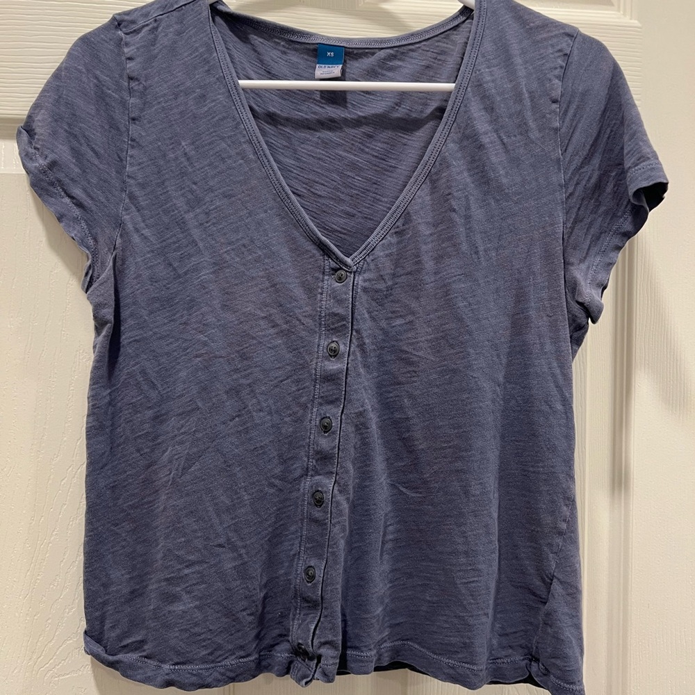 Old Navy Blue Button-Up Women's Top